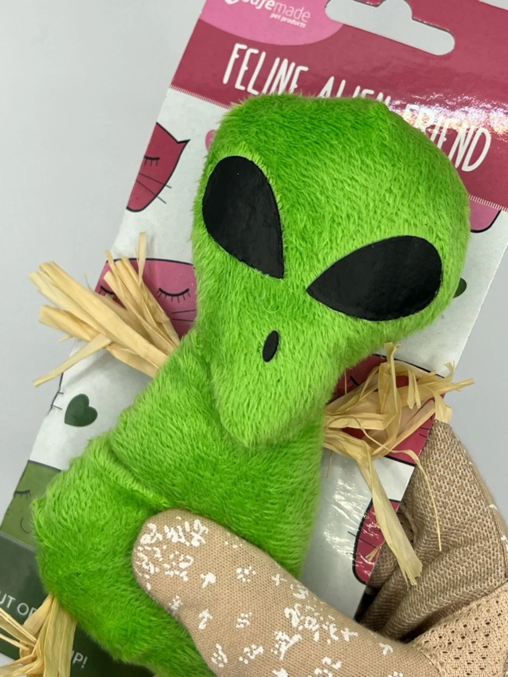 Green Alien Plush Cat Toy with Catnip